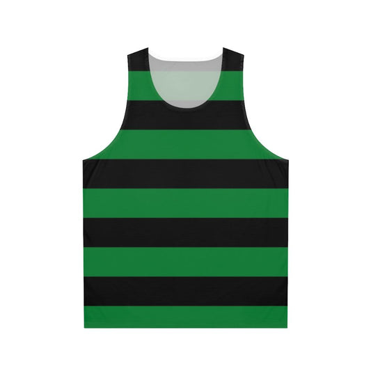 Green and striped unisex tank top
