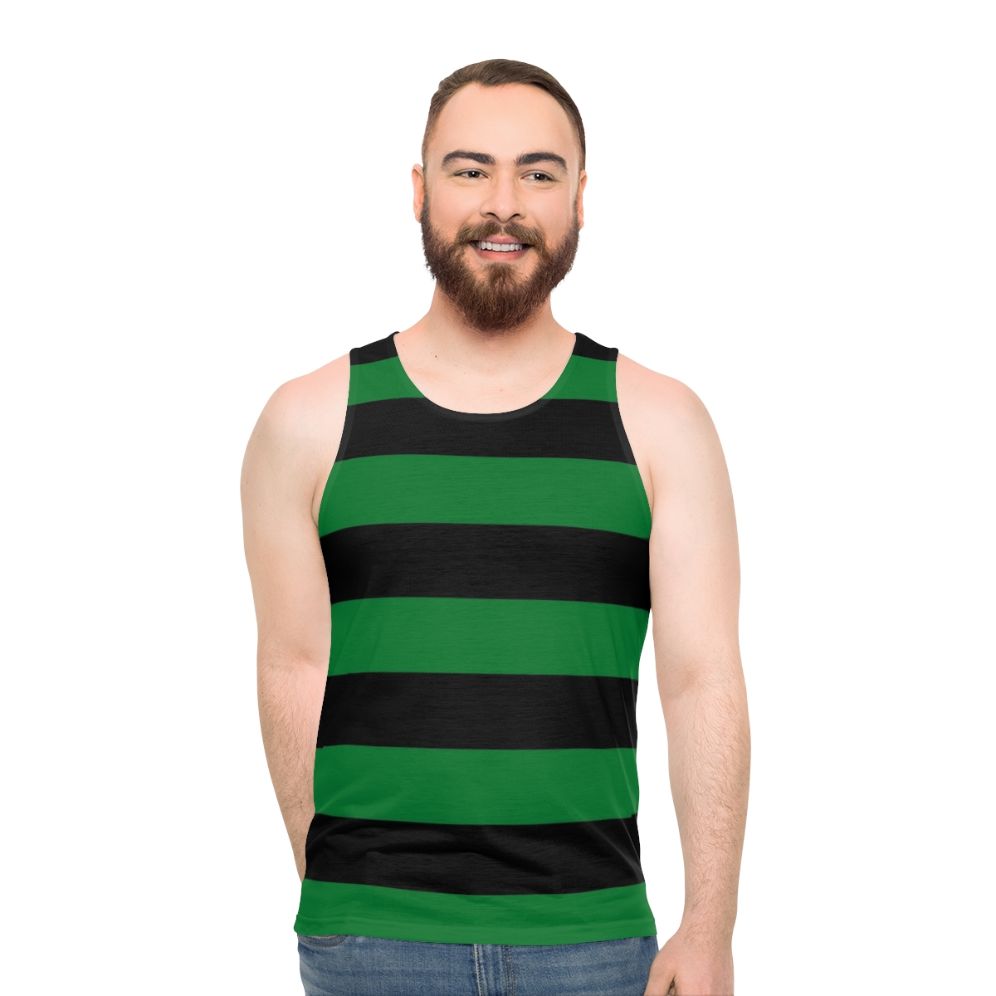 Green and striped unisex tank top