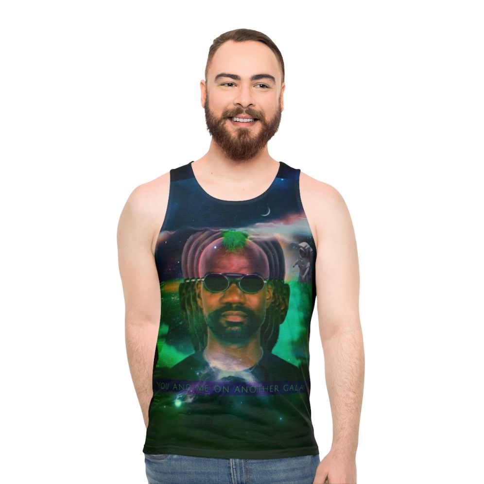 Green Velvet Unisex Tank Top with Galaxy Print