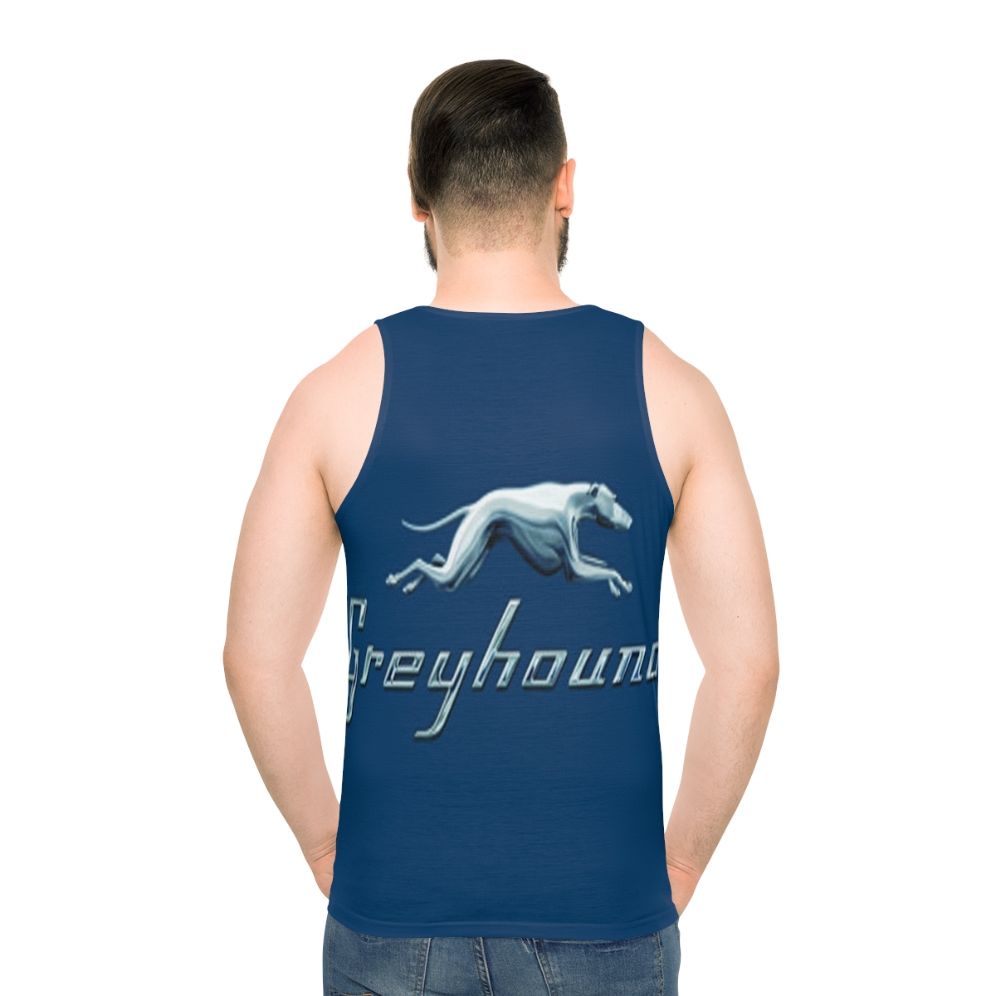 Greyhound bus logo unisex blue tank top