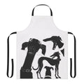 Greyhound-themed pixel art apron with a stylized greyhound dog design