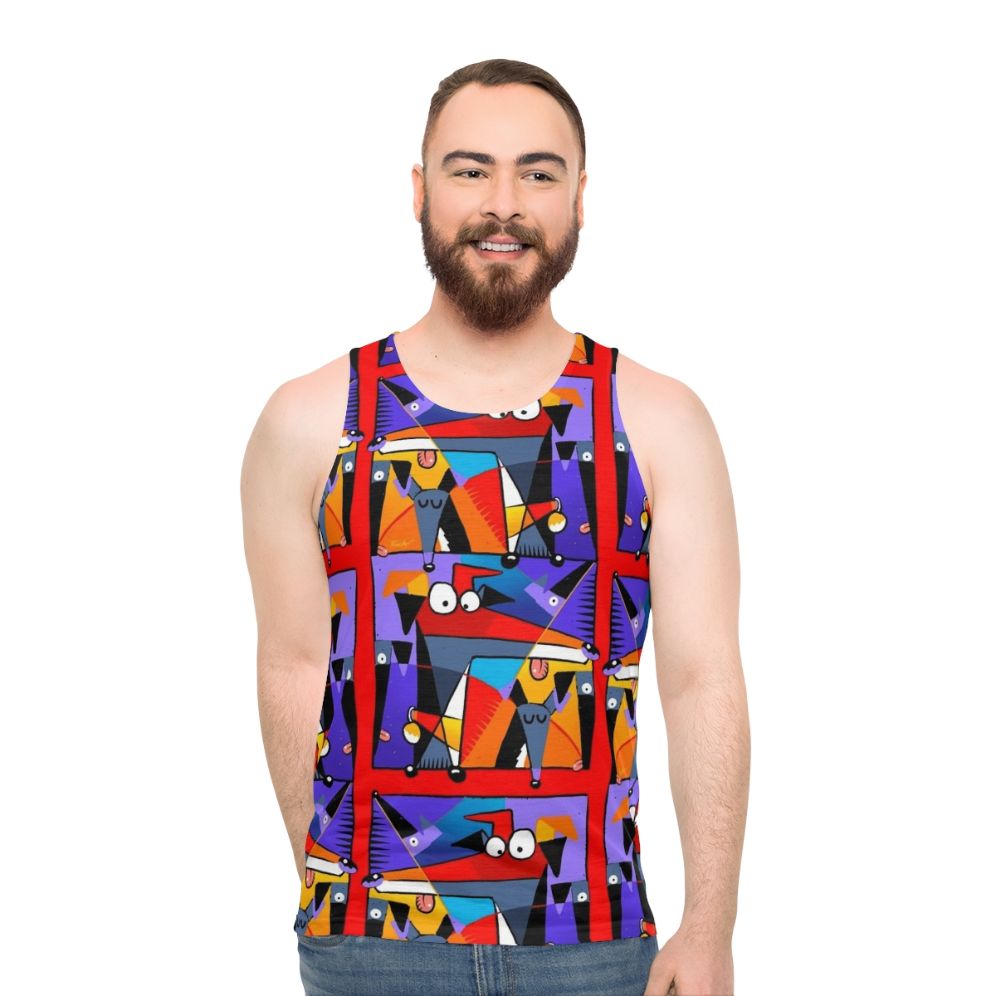 Greyhound, Lurcher, Whippet Cartoon Unisex Tank Top
