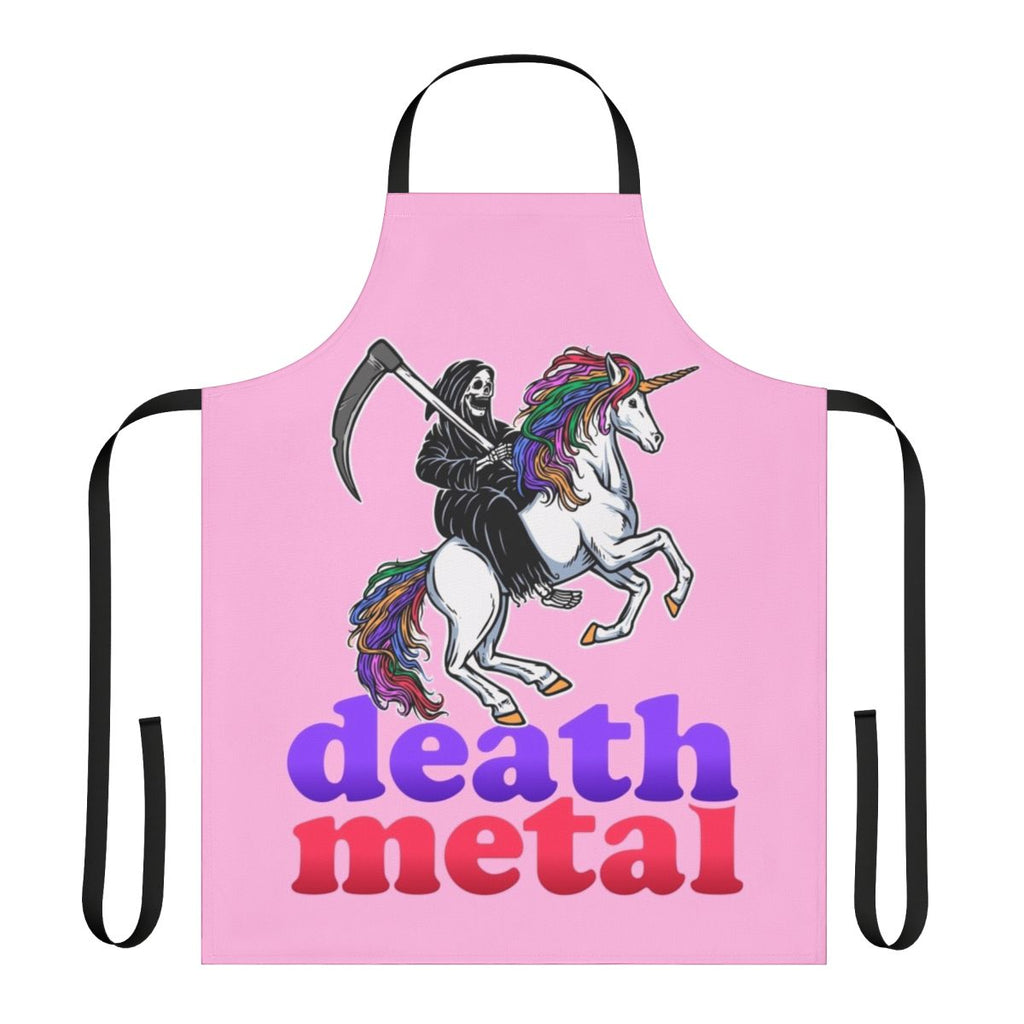 Death metal-inspired apron with grim reaper and scythe design