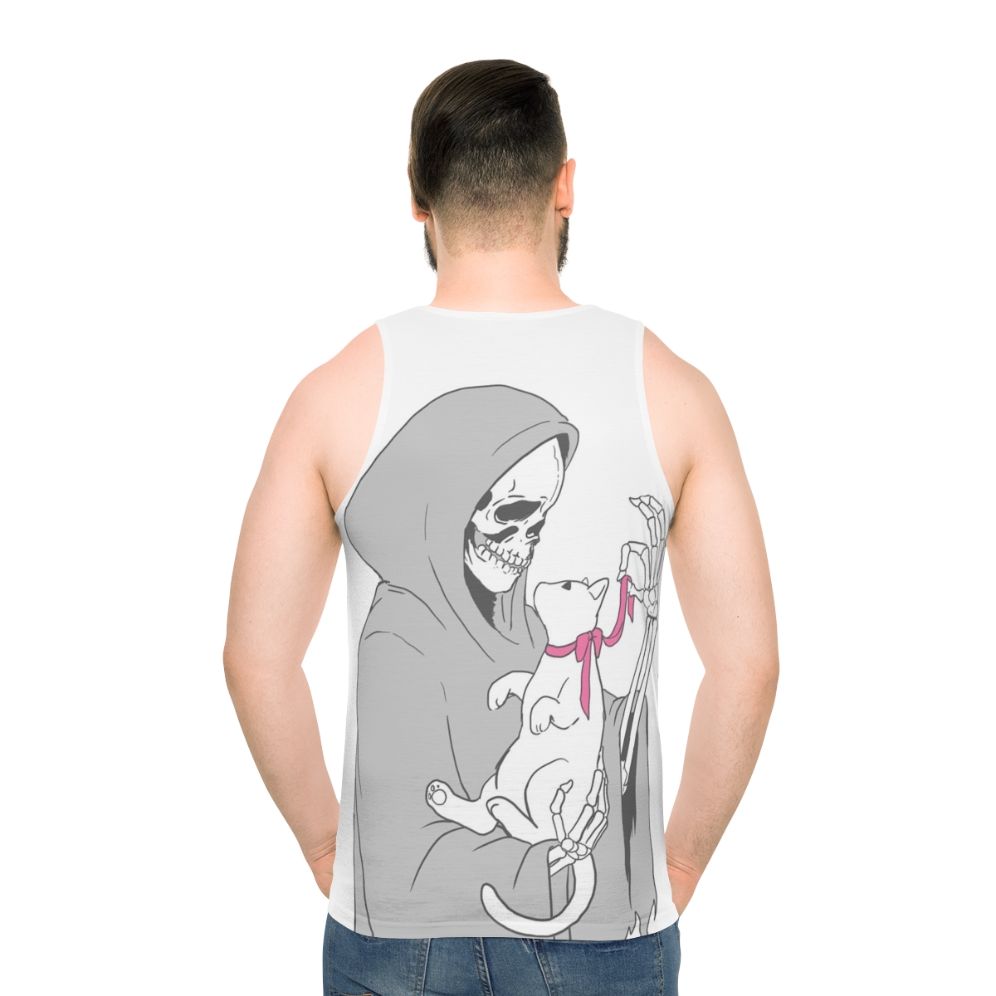 Grim reaper with kitten unisex tank top