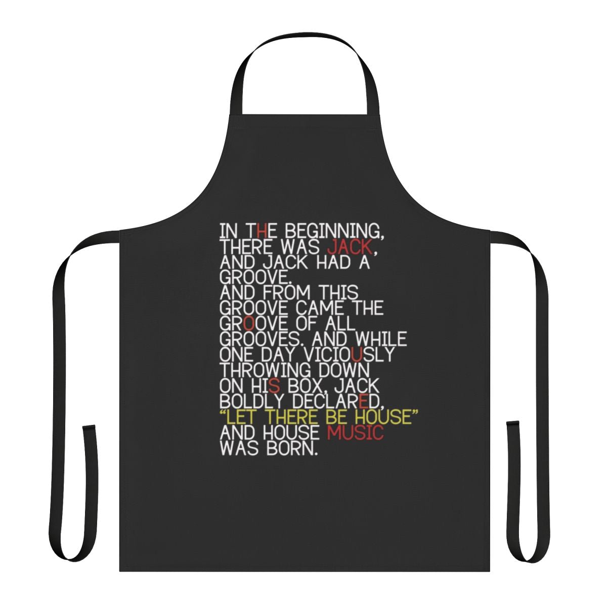 Apron with a house music-inspired "Jack Had A Groove" design