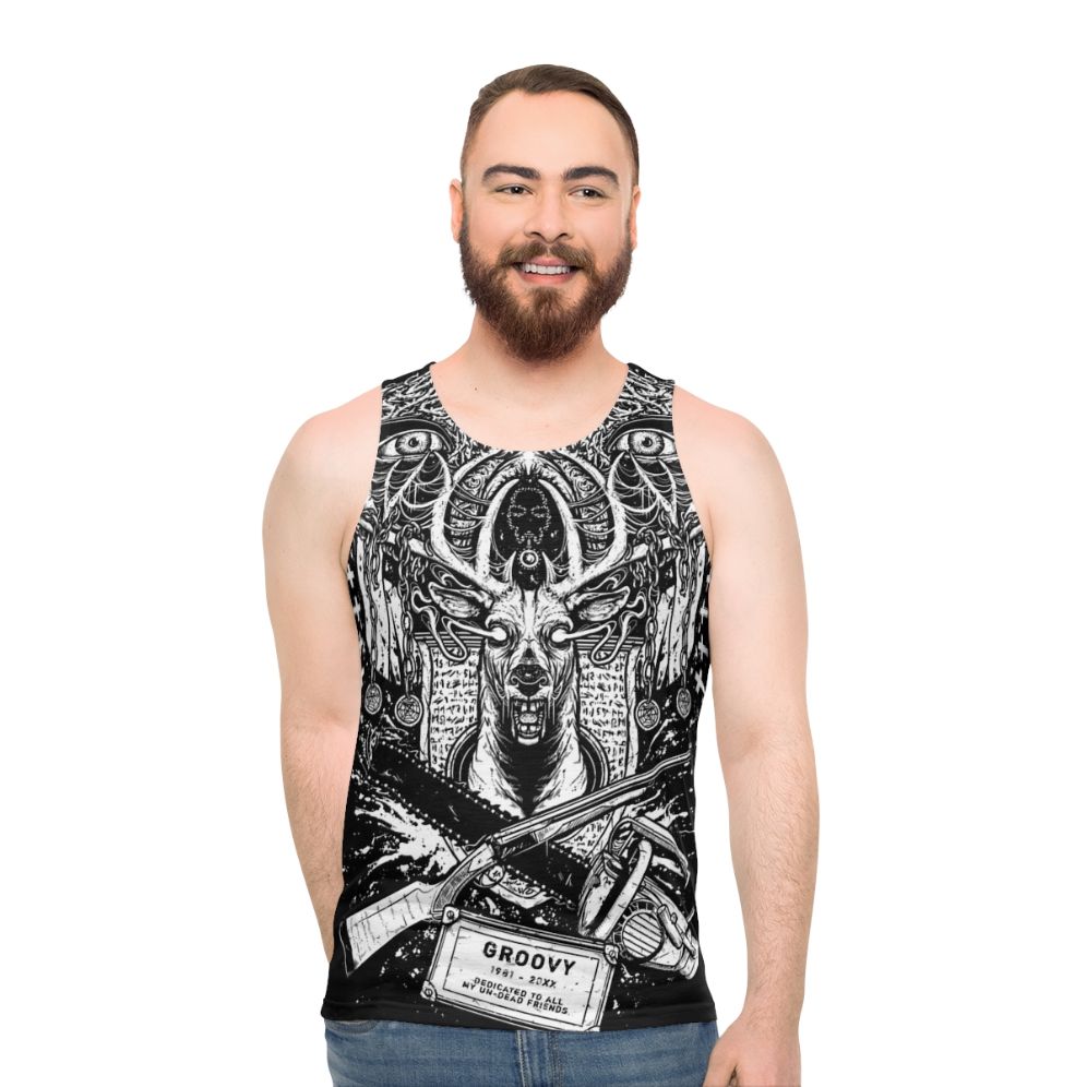 Ash Williams Groovy Silhouette Unisex Tank Top