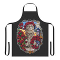 Vibrant apron featuring a design of grateful cats and roses