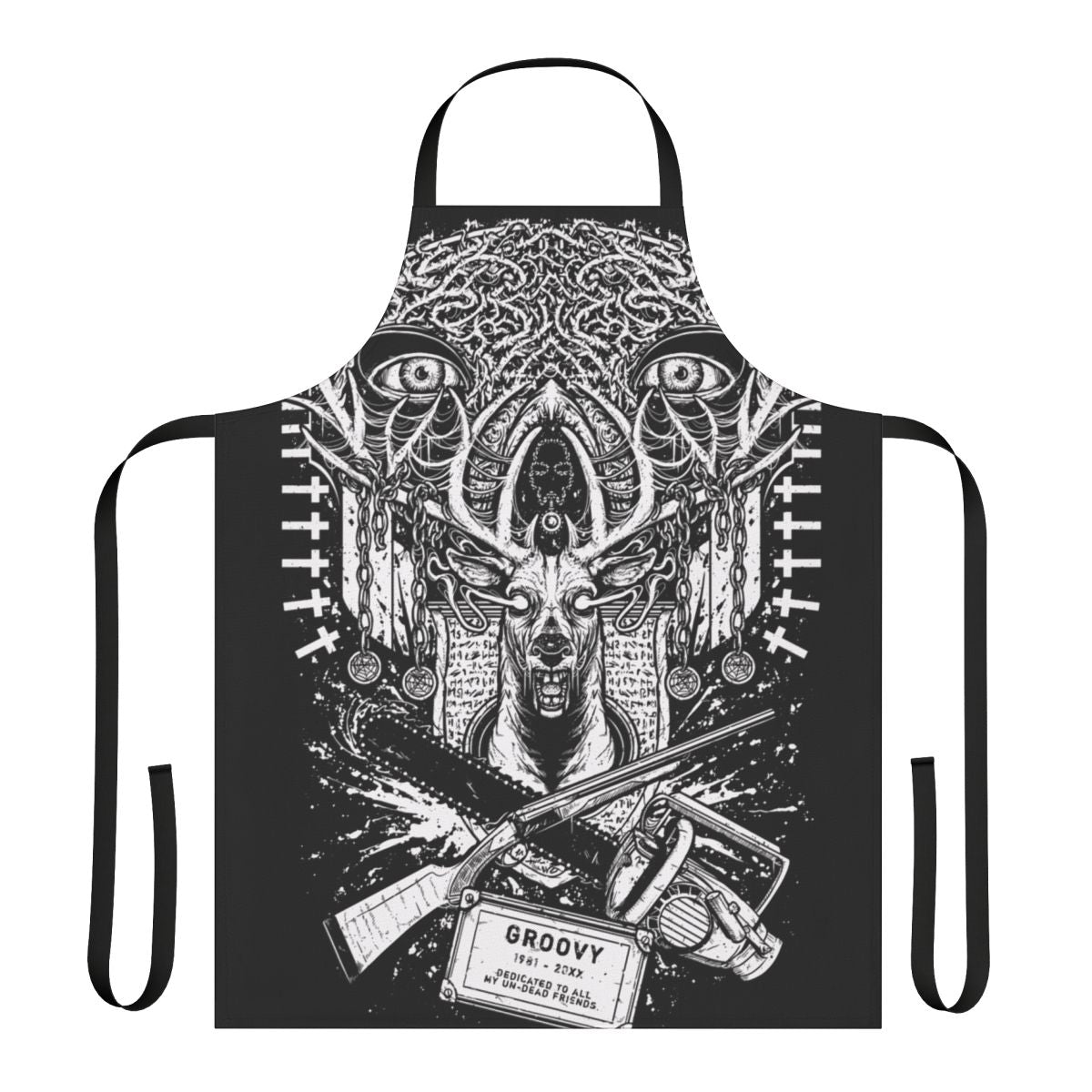 Groovy Evil Dead inspired apron featuring Ash Williams from the iconic horror movies