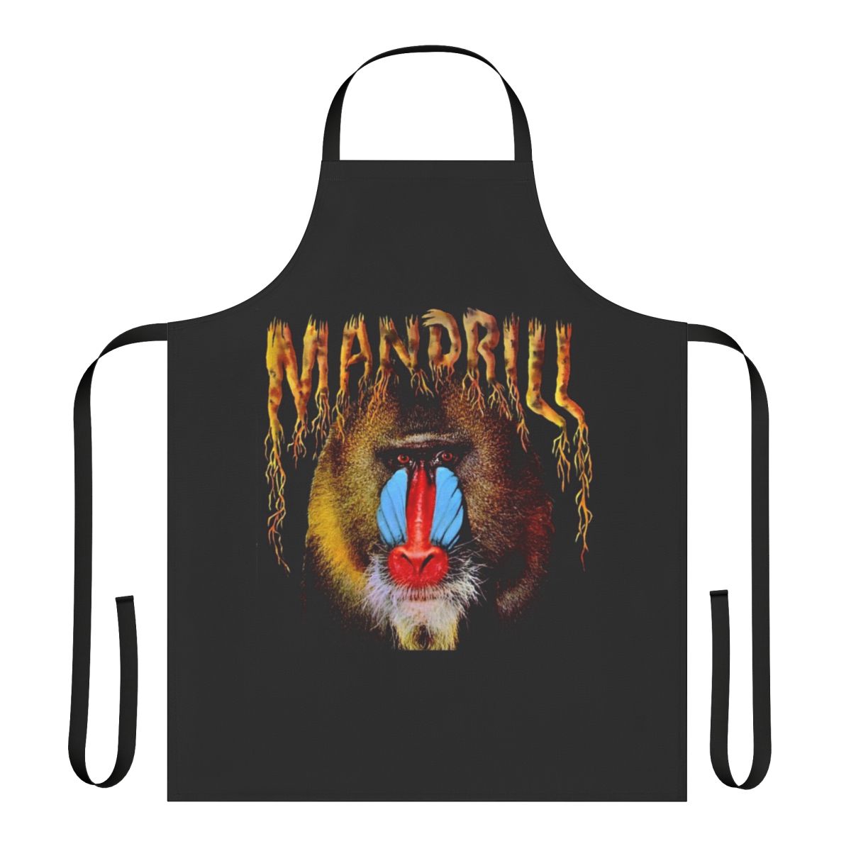 Funky monkey-themed apron with retro 70s music design