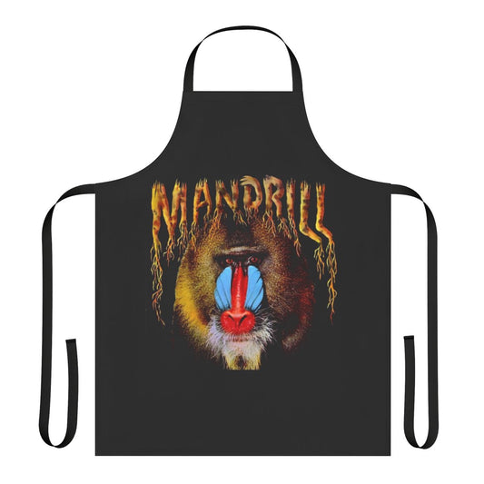 Funky monkey-themed apron with retro 70s music design
