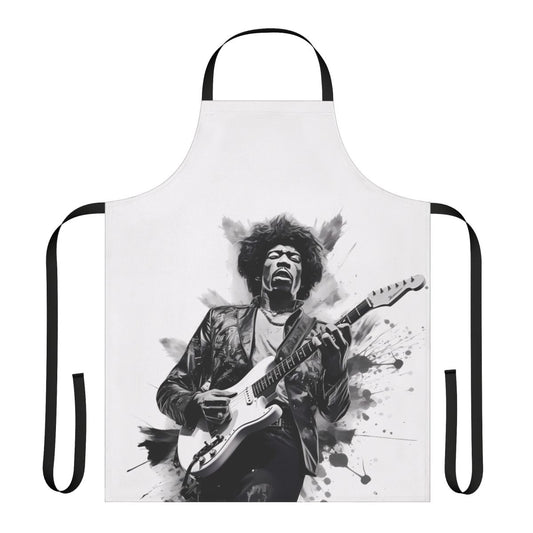 Apron featuring a groovy, psychedelic design inspired by the iconic guitar player Jimi Hendrix