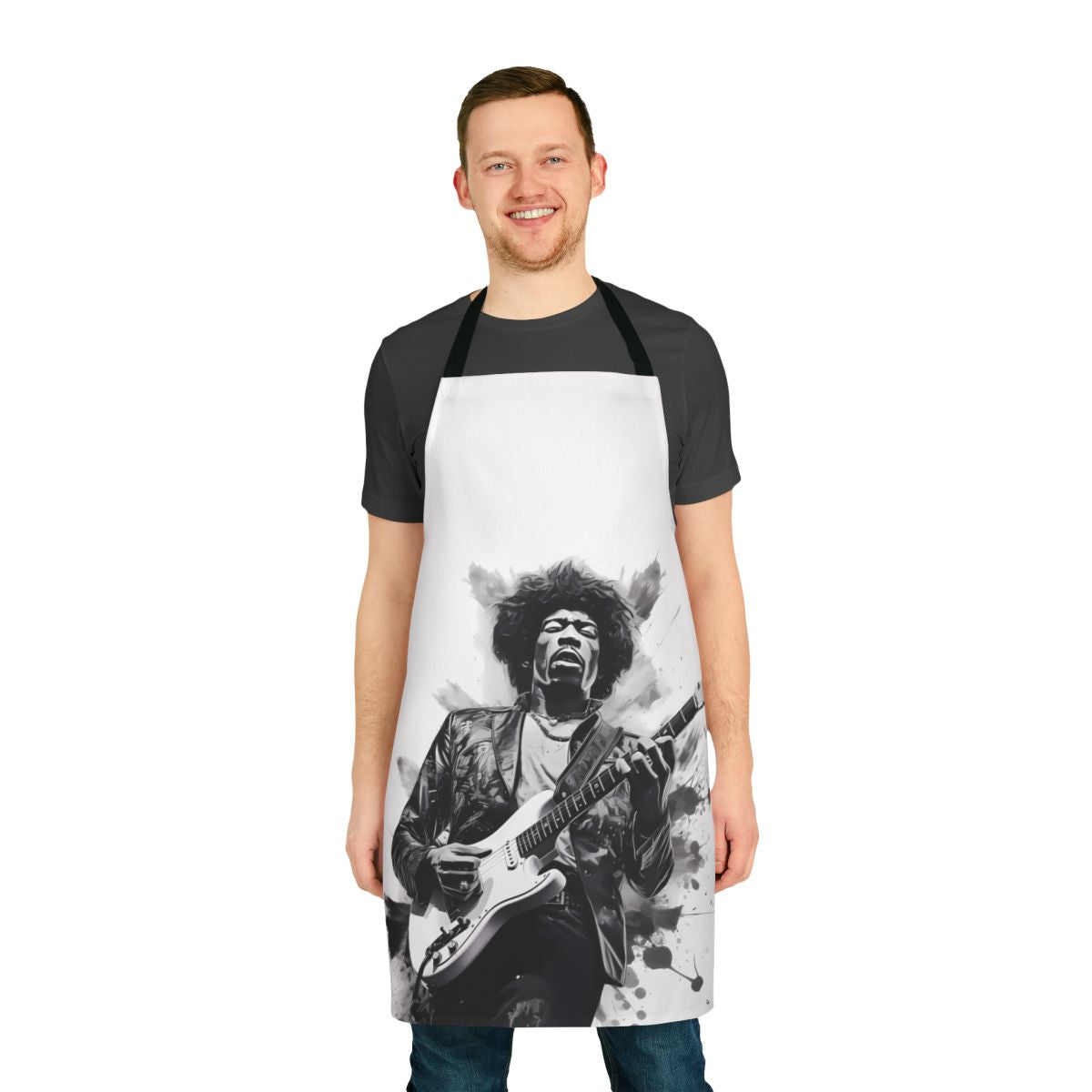 Apron featuring a groovy, psychedelic design inspired by the iconic guitar player Jimi Hendrix