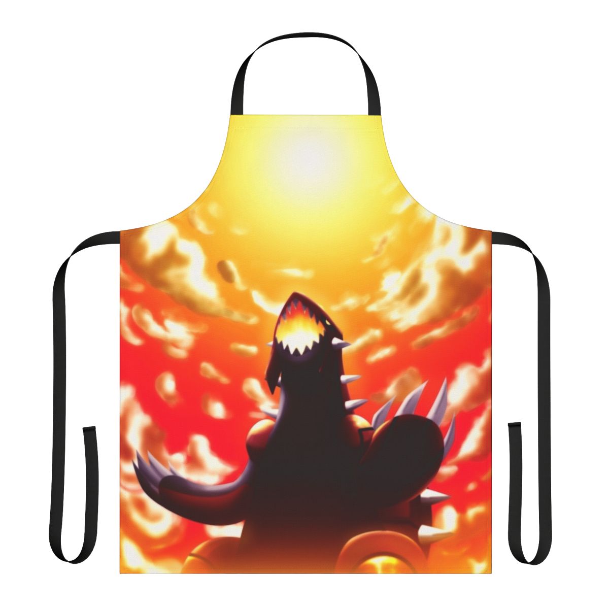 Groudon-themed apron featuring a colorful, anime-style illustration of the legendary Pokemon