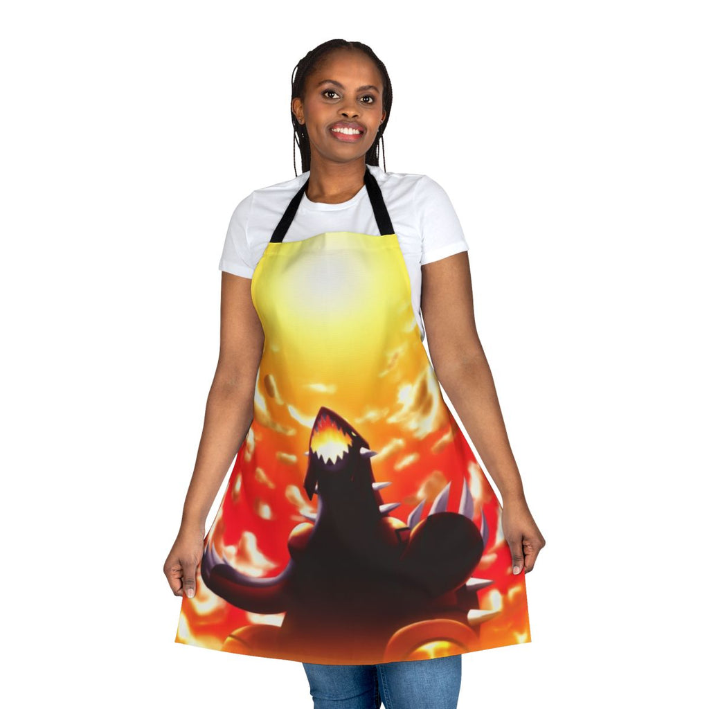 Groudon-themed apron featuring a colorful, anime-style illustration of the legendary Pokemon