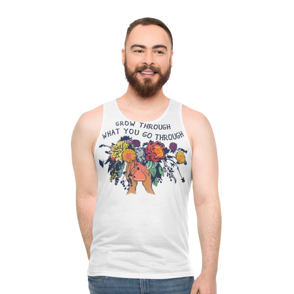Unisex tank top with motivational quote "Grow Through What You Go Through"