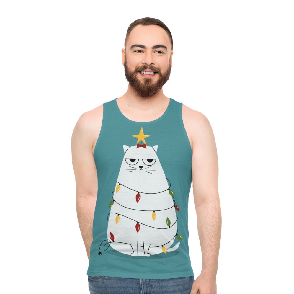 Grumpy Christmas Cat Unisex Tank Top