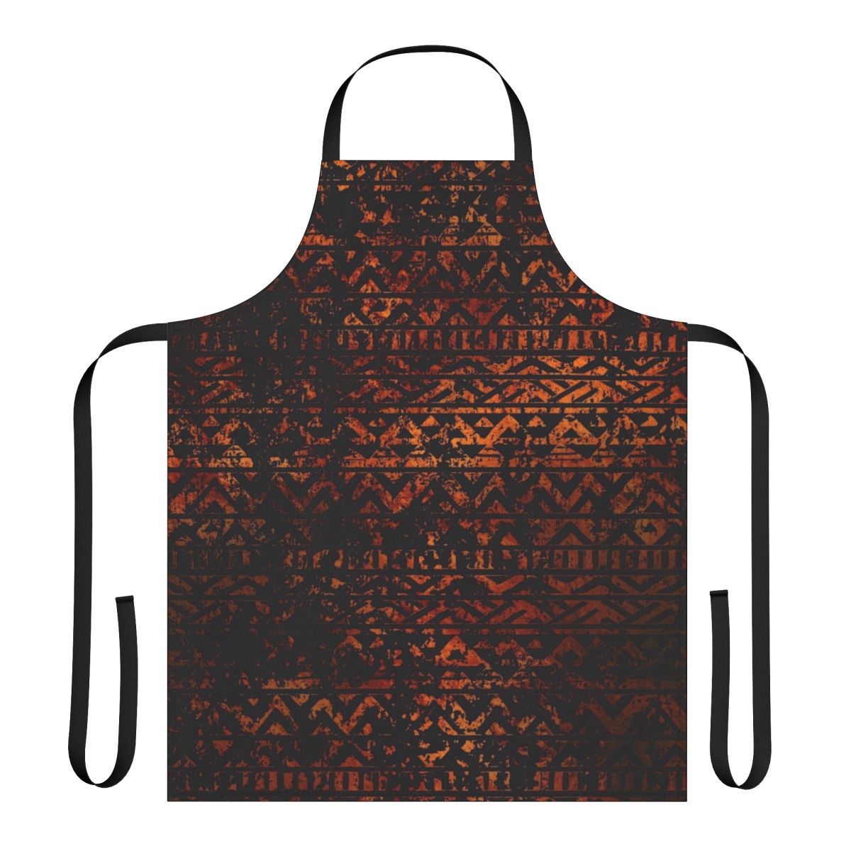 Grunge bronze tribal ethnic pattern design on a black apron