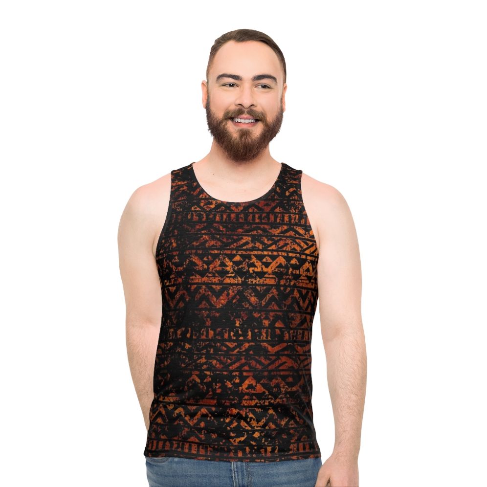 Grunge bronze tribal ethnic pattern unisex tank top