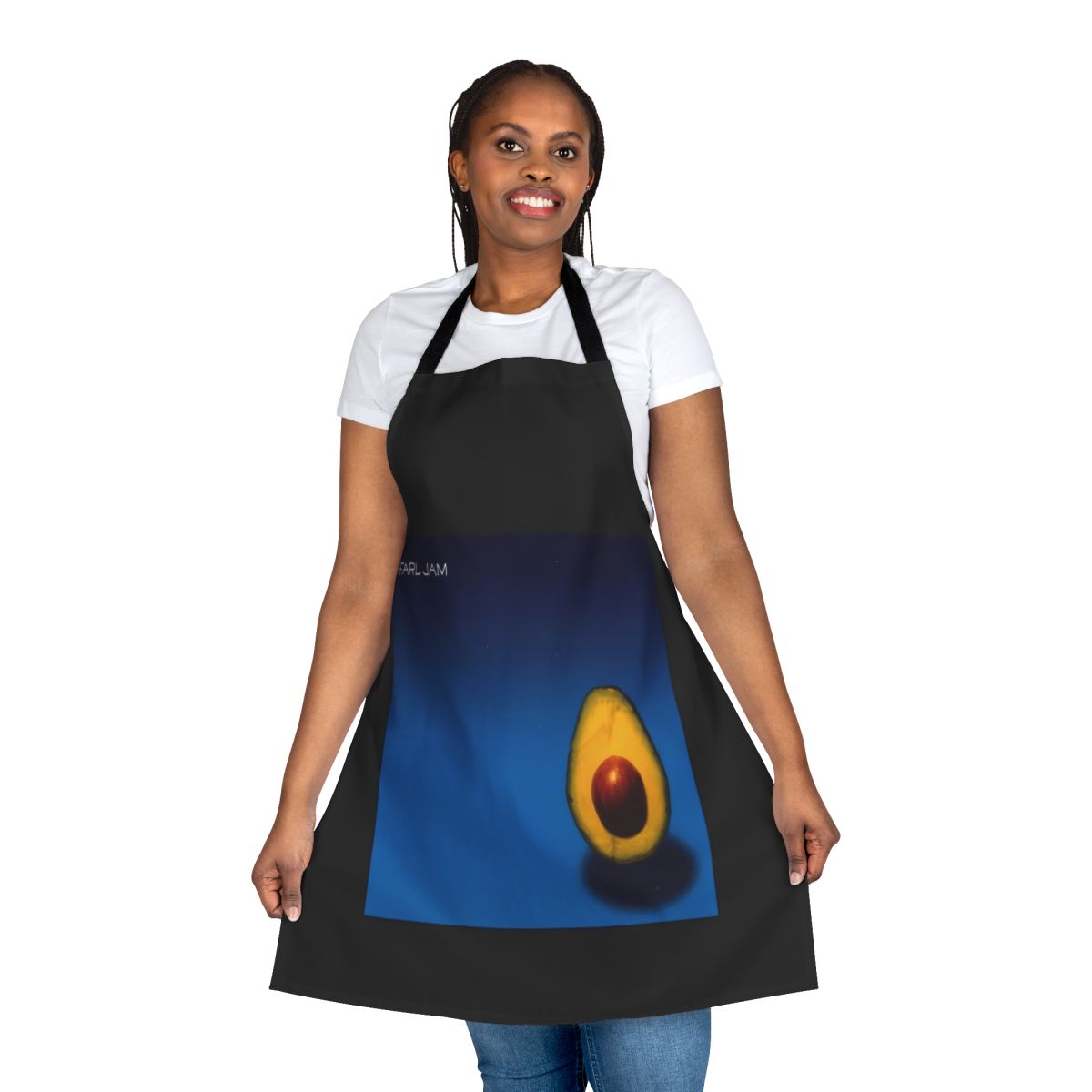Pearl Jam fan apron featuring the band's iconic logo and album art