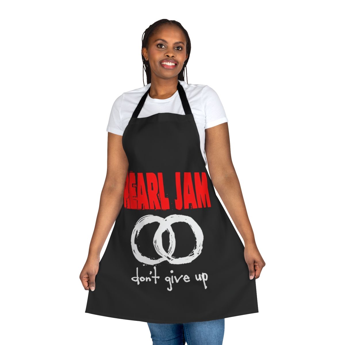 "Apron featuring the iconic Pearl Jam band logo and design"