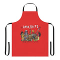 Grunge-style apron with dark, moody "Blackout in the Red Room" design for music lovers