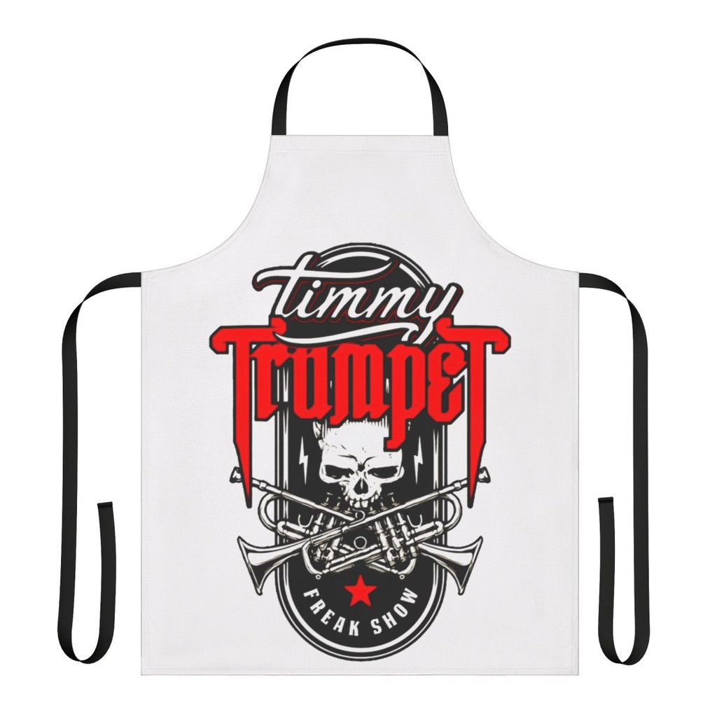 Grunge skull design printed on a black apron, great for electronic music fans