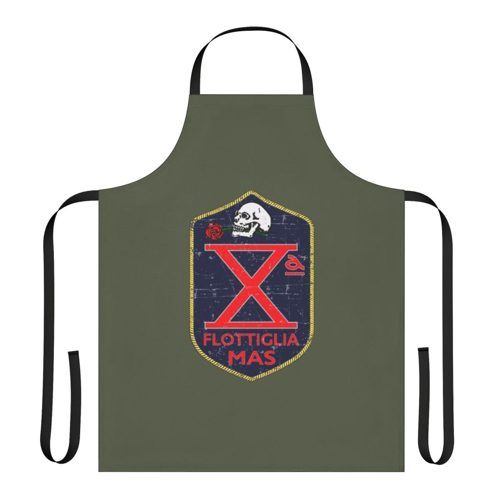 Grunge style apron featuring X Decima Flottiglia Mas inspired design
