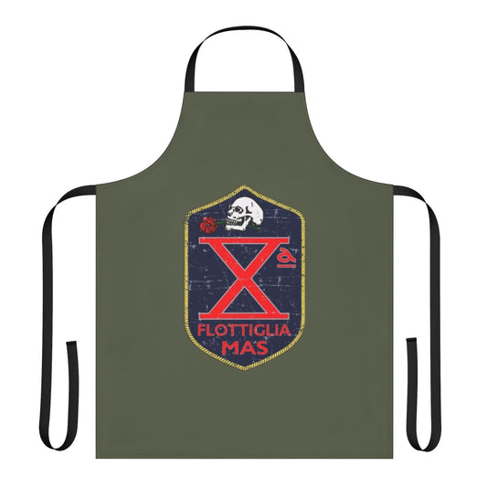 Grunge style apron featuring X Decima Flottiglia Mas inspired design
