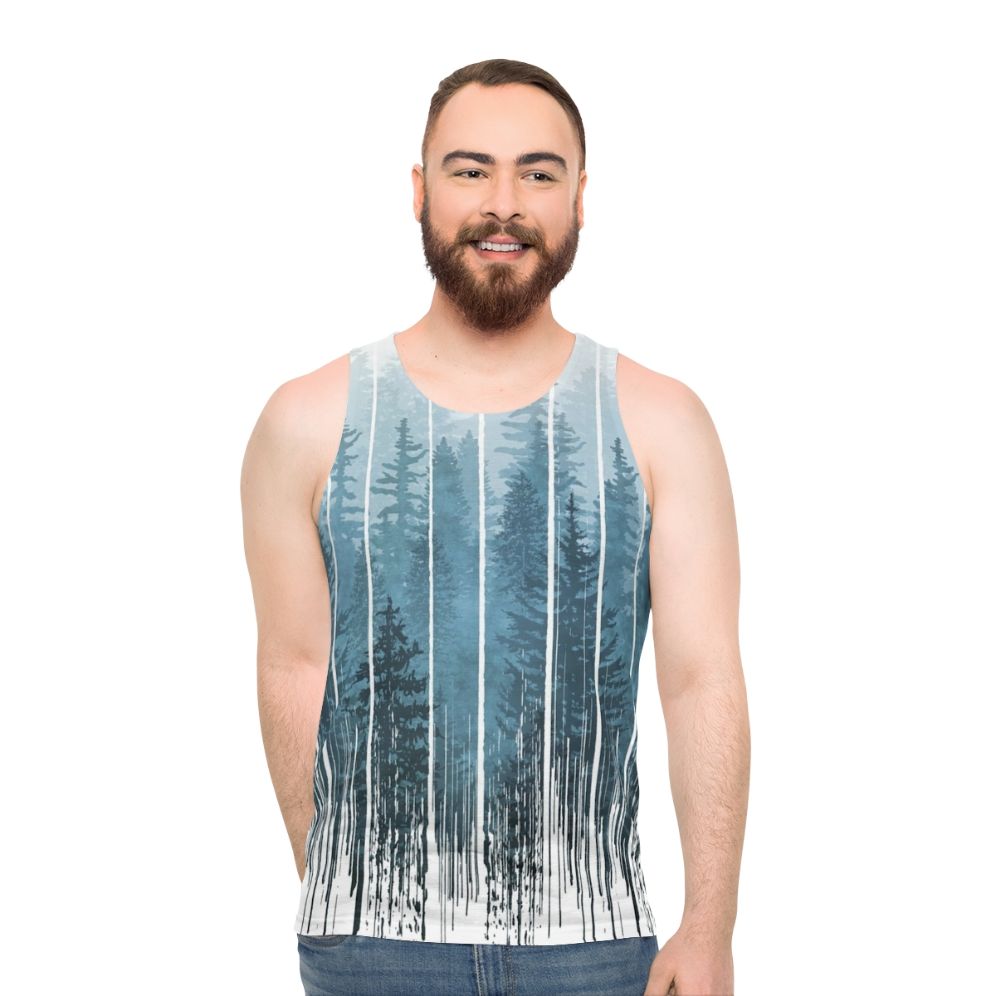 Grunge Turquoise Misty Forest Unisex Tank Top