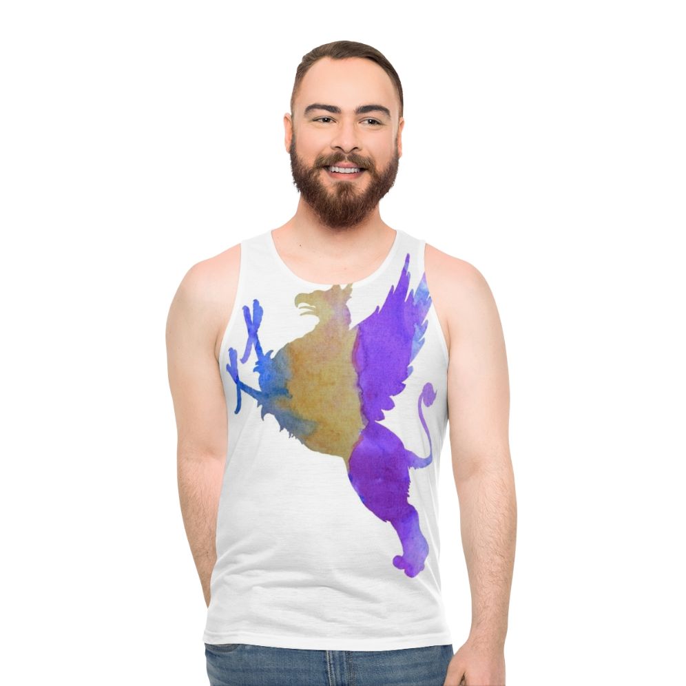 Gryphon unisex tank top with vibrant abstract animal art