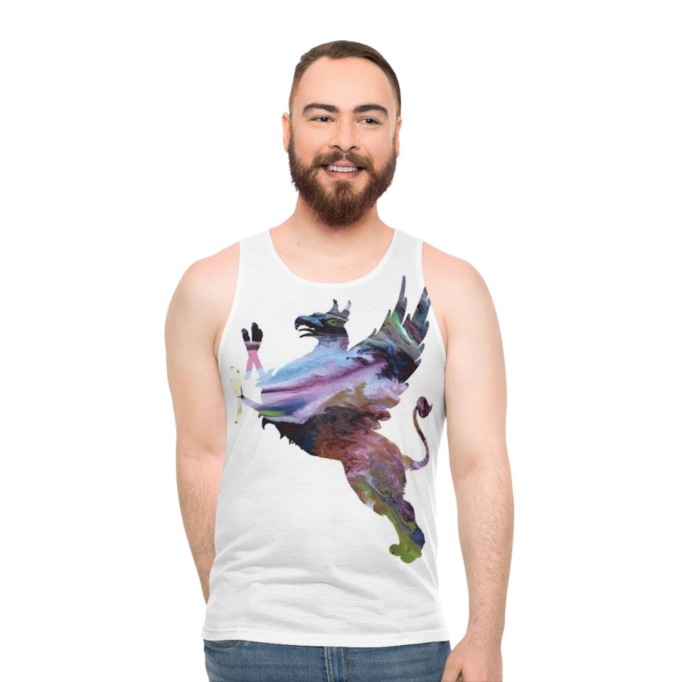Gryphon unisex tank top with colorful mythological creature artwork