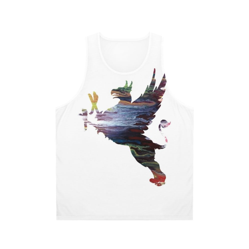 Gryphon unisex tank top with colorful abstract art design
