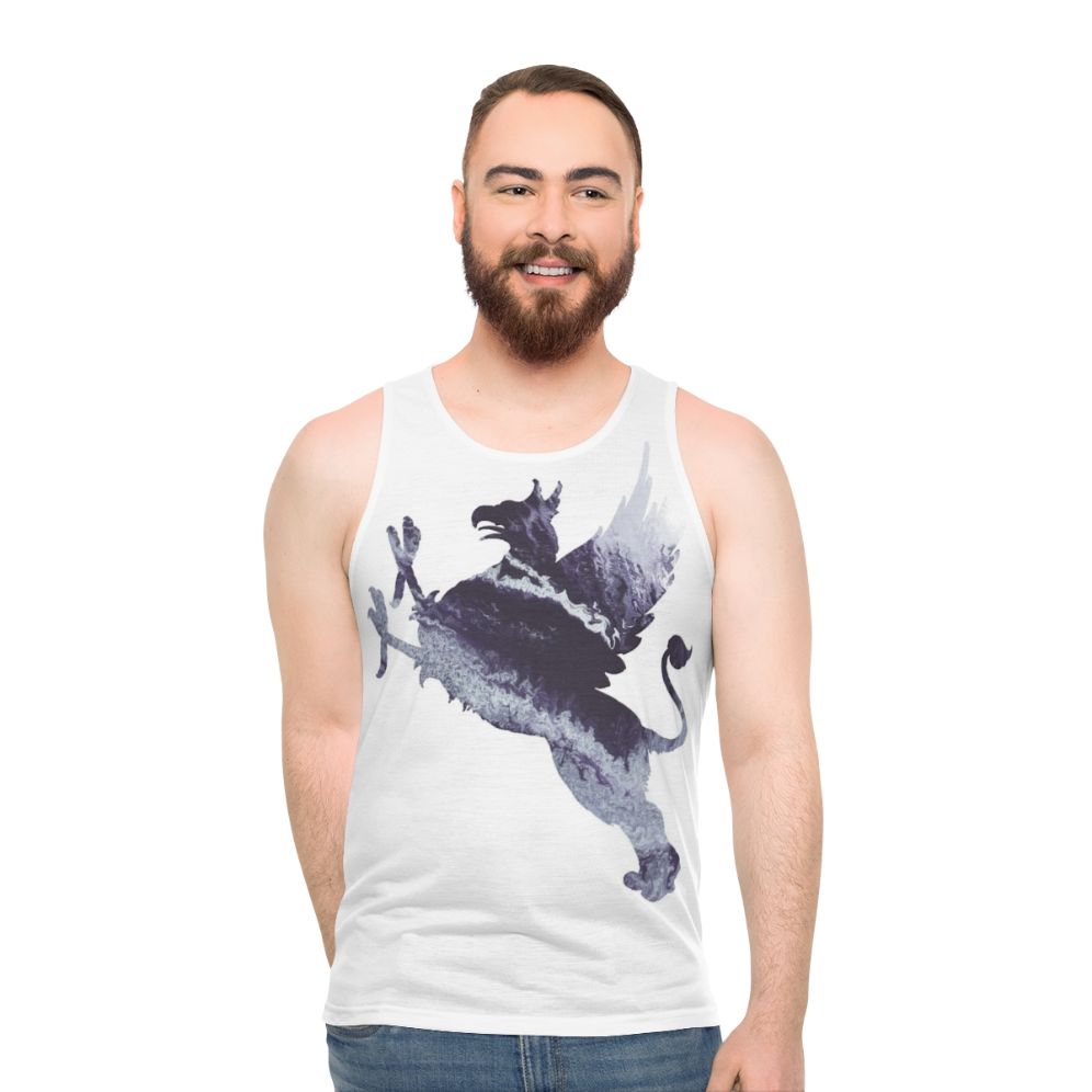 Gryphon unisex tank top with colorful abstract art