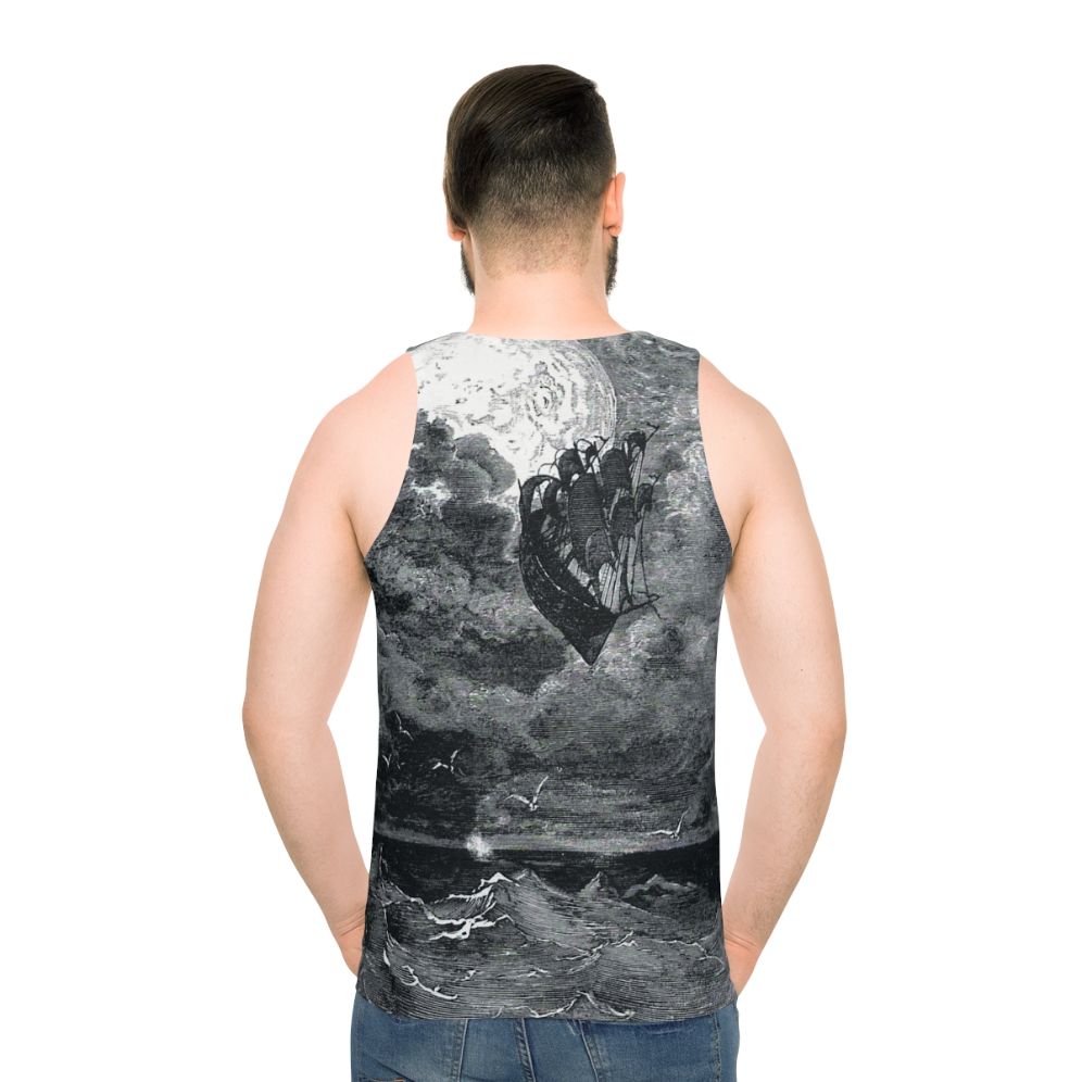 Gustave Dore's vintage engraving of a voyage to the moon on a unisex tank top