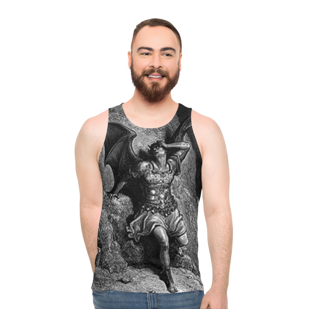 Gustave Dore's "Paradise Lost" Satan Profile Unisex Tank Top