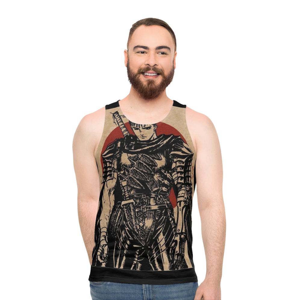 Unisex tank top with abstract guts design in Chinese-inspired style