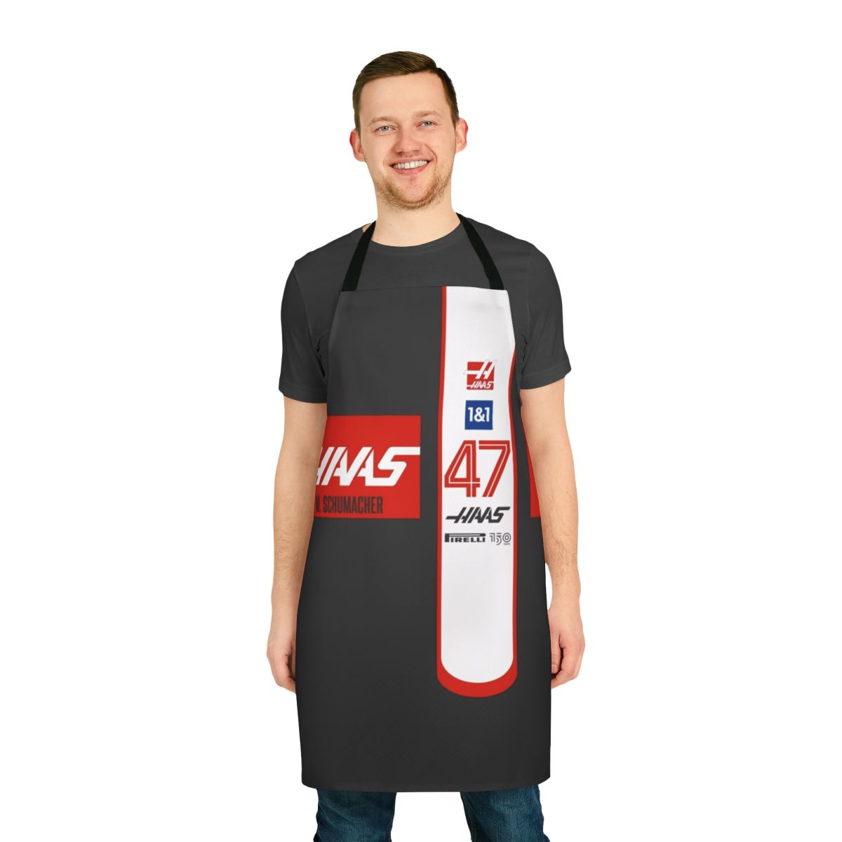 Haas F1 2022 inspired apron featuring Mick Schumacher's name and car number