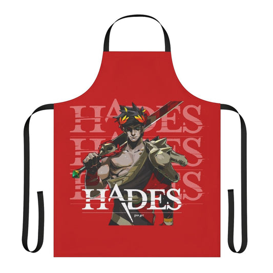 Hades inspired apron featuring characters and artwork from the popular video game
