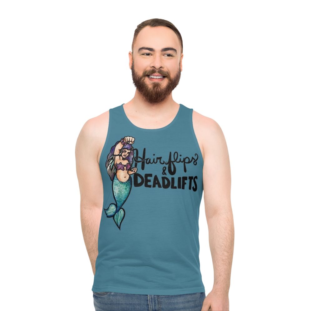 Hair Flips and Deadlifts Unisex Fitness Tank Top