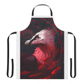 Halcyon Apron featuring a stylish design with a bearded vulture and koi fish