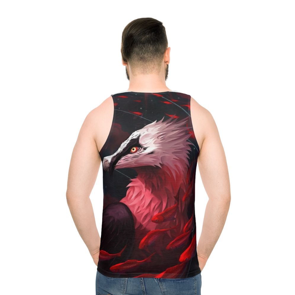 Halcyon unisex tank top with nature-inspired design