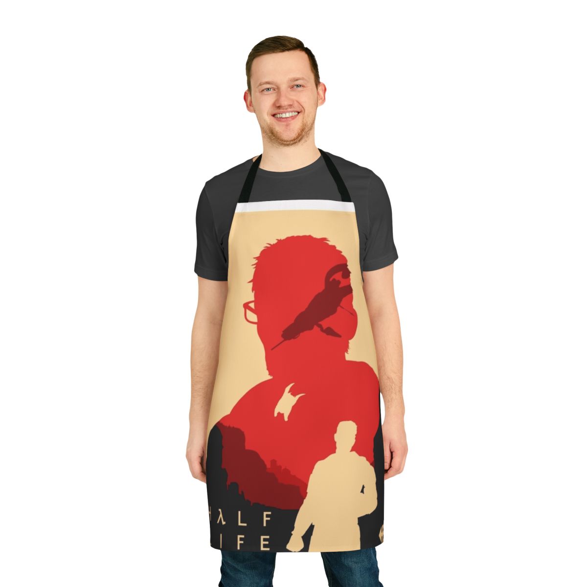 A minimalist apron design inspired by the Half Life video game series.