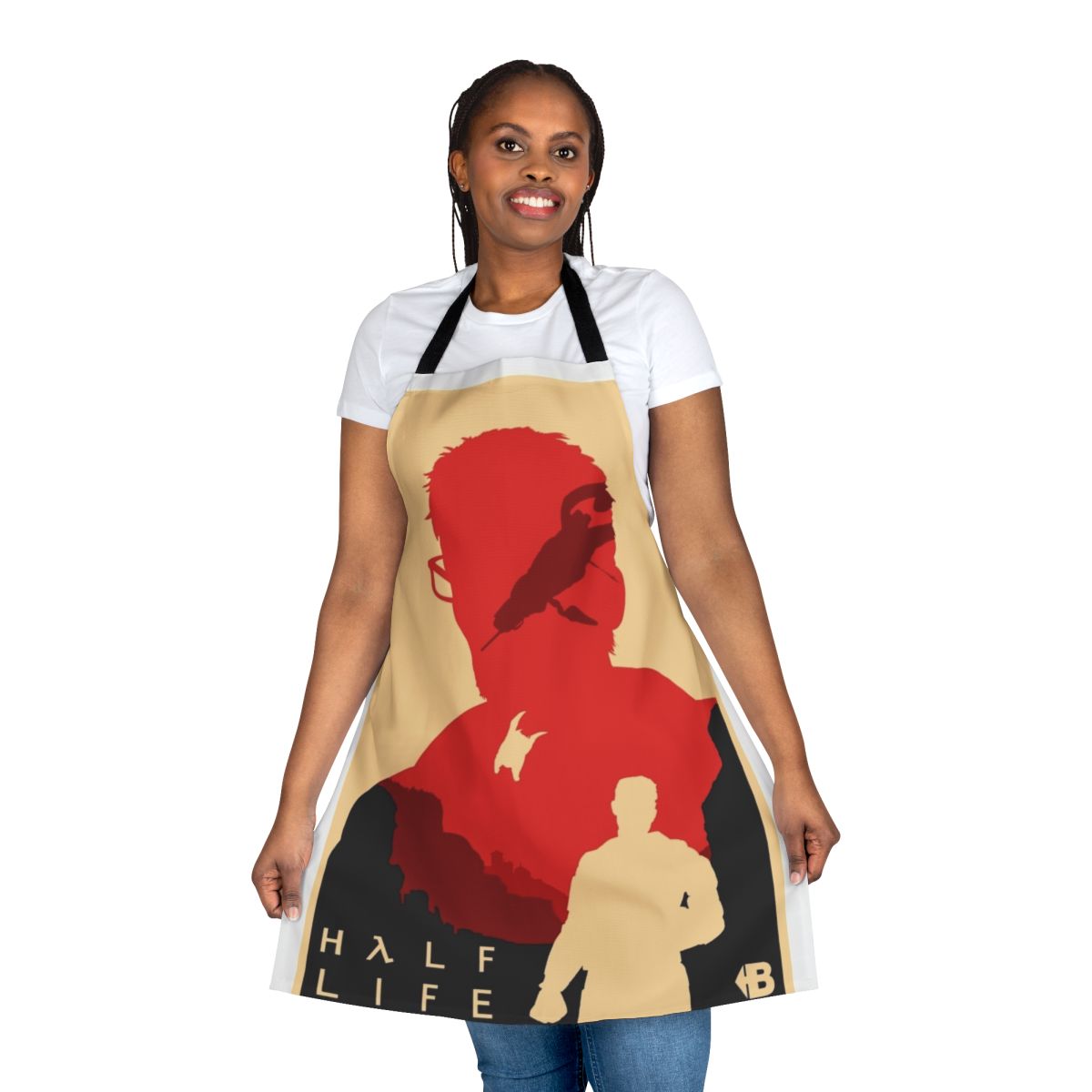 A minimalist apron design inspired by the Half Life video game series.