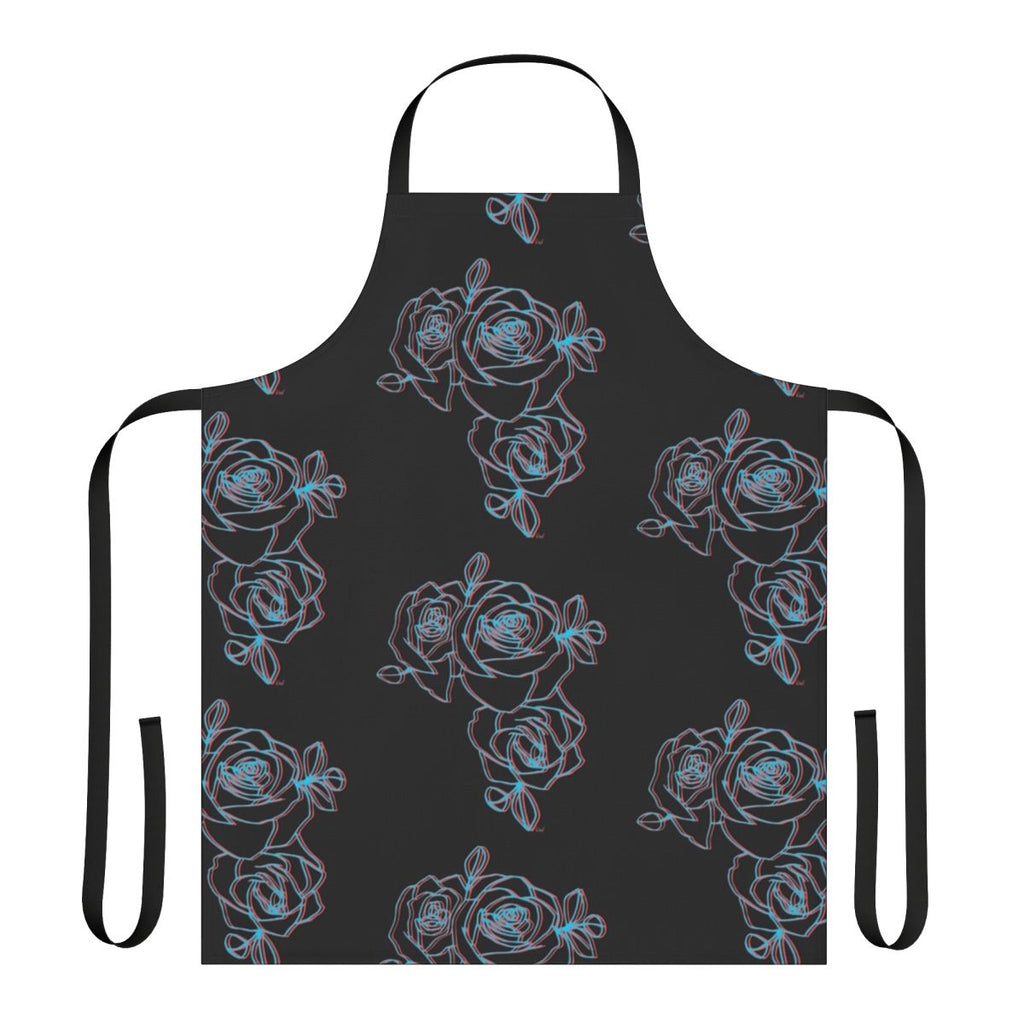 Halsey-inspired floral design apron with roses and grunge elements
