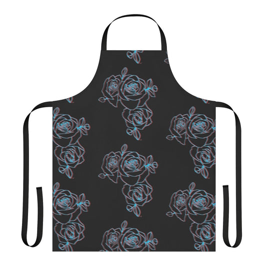 Halsey-inspired floral design apron with roses and grunge elements