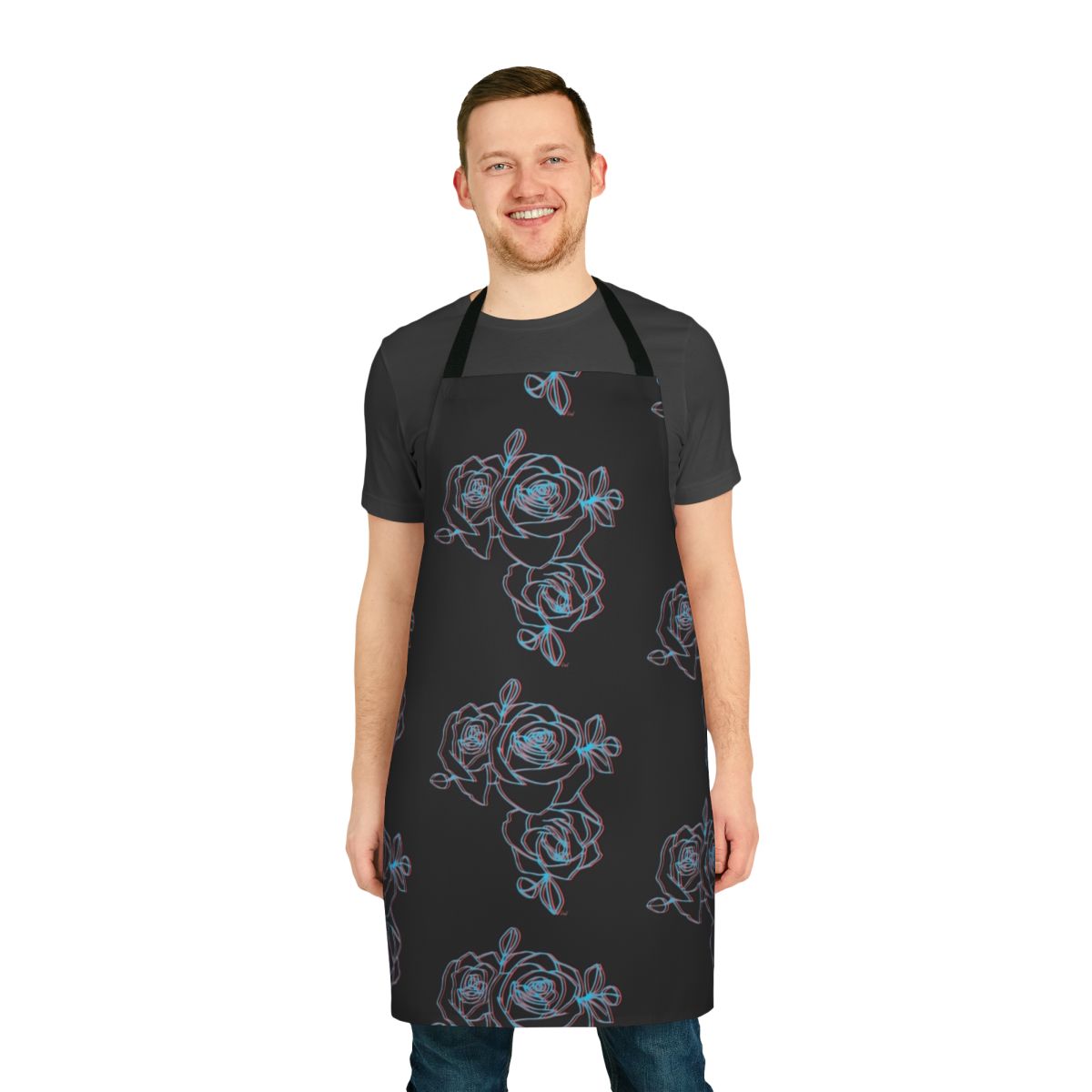 Halsey-inspired floral design apron with roses and grunge elements