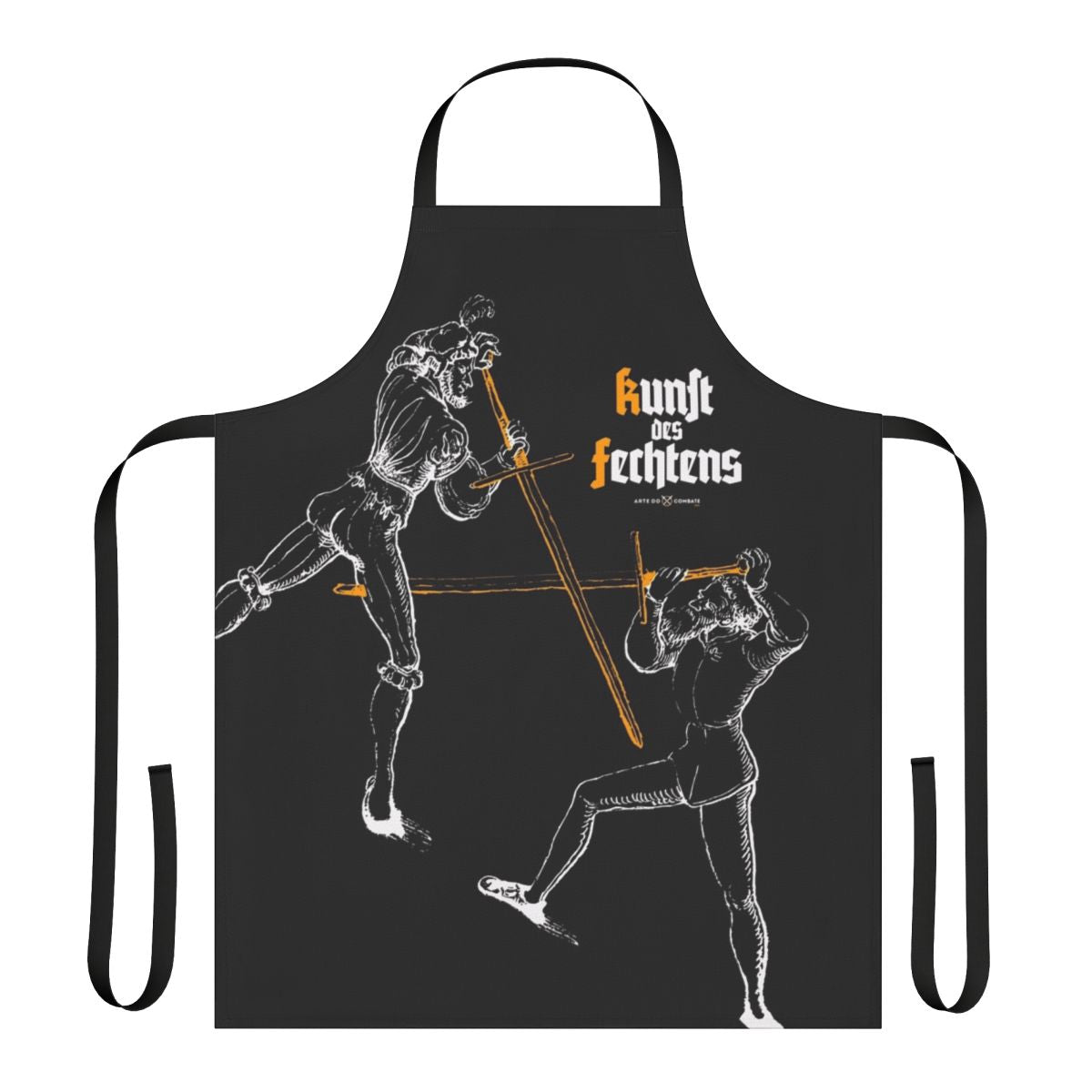 Handcrafted apron featuring historical fencing artwork and design, perfect for HEMA practitioners and medieval combat enthusiasts.