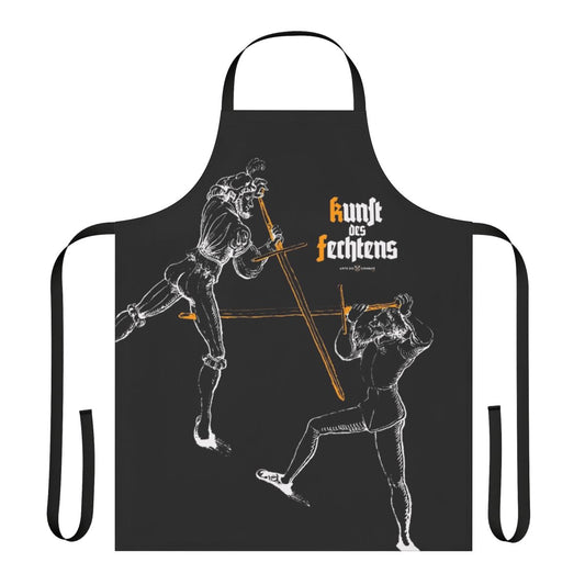 Handcrafted apron featuring historical fencing artwork and design, perfect for HEMA practitioners and medieval combat enthusiasts.