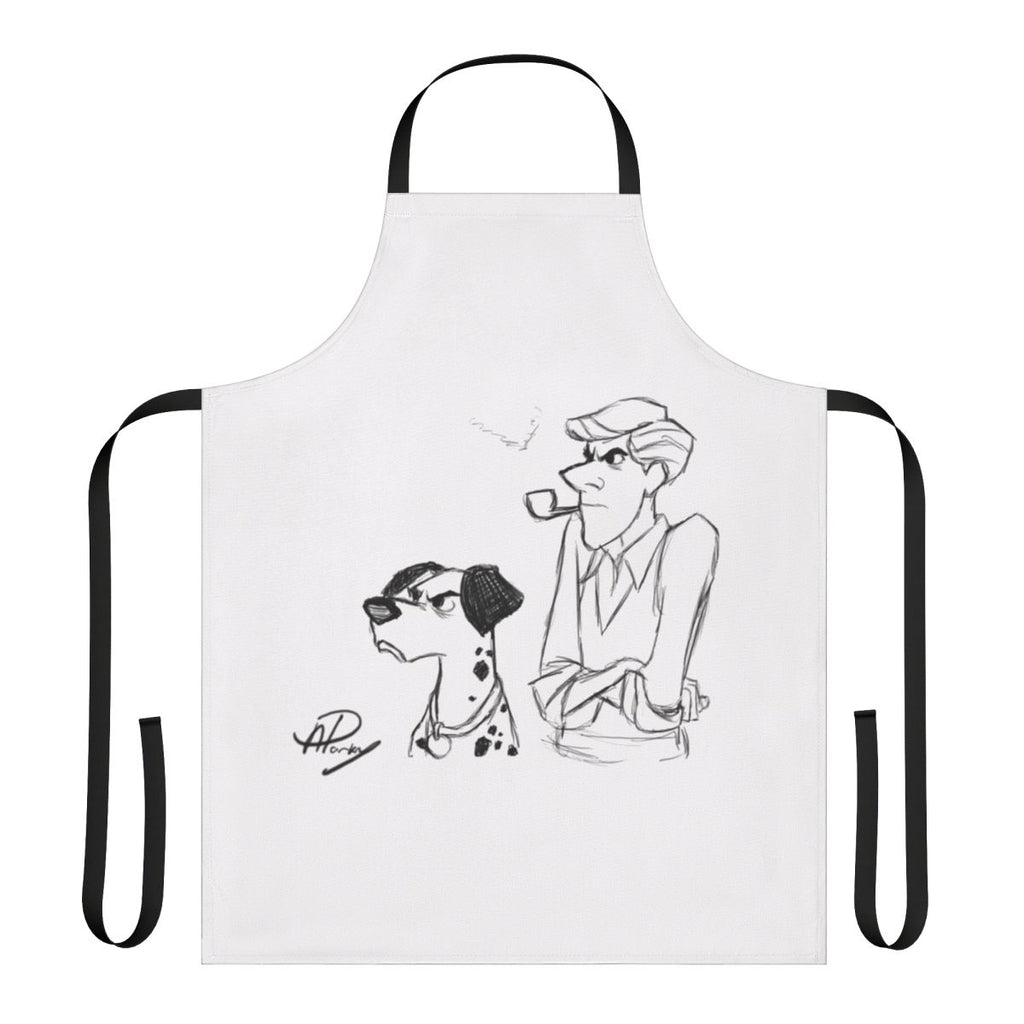 Apron featuring a digital sketch of Pongo and Roger, the charming dalmatian characters from the 101 Dalmatians animation.