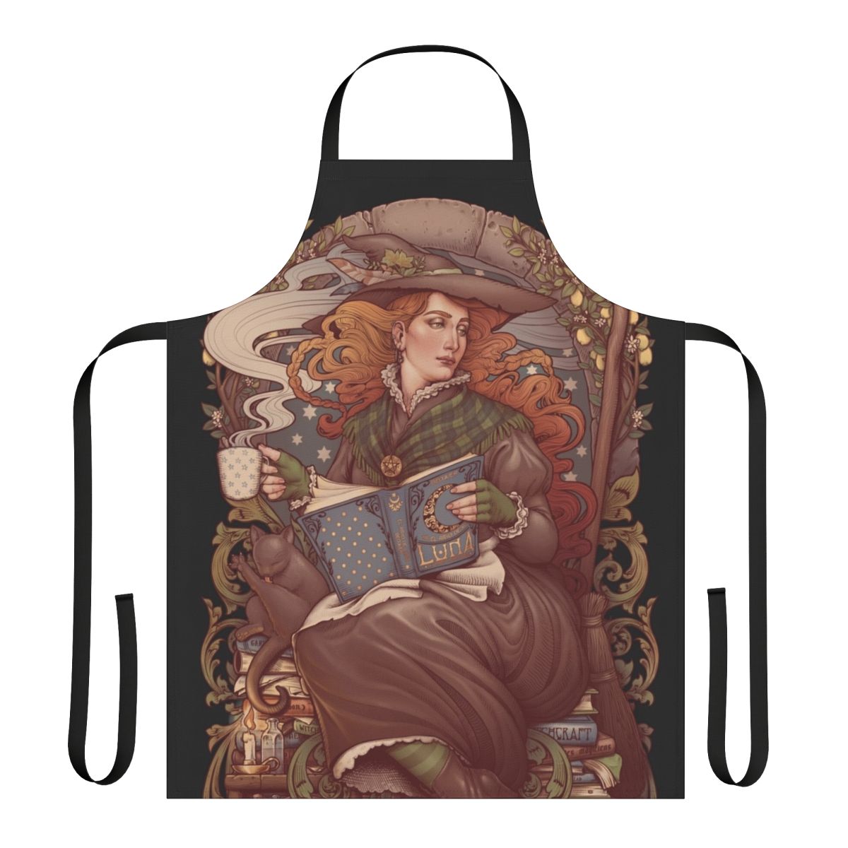 Nouveau Folk Witch Apron with Occult Symbols and Vintage Engraved Designs